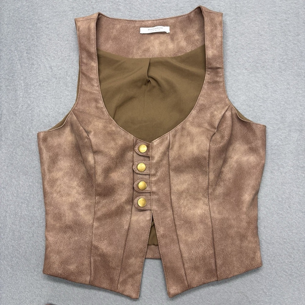 Peppermayo West District Mini Skirt & Top Coord Set Brown Sz 4 Festival Western - Picture 4 of 13